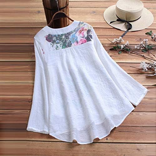 Blusa longa para mulheres de comprimento comprido túnica longa de túnica curta e longa blusa traseira das flores de clima de clima