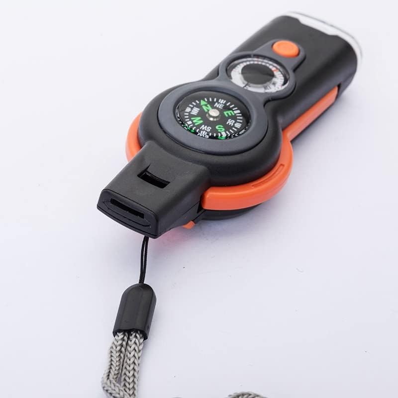 Liujun multifuncional 7 em 1 sobrevivência ao ar livre Whistle Keychain Compass Logs Glass