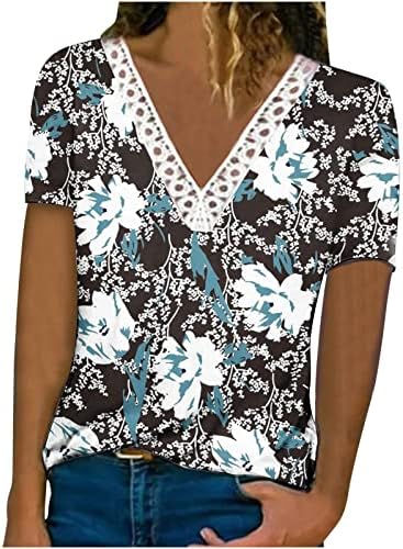 Mulheres Vneck Lace Cotton Floral Button Button Up Casual Casual Casual Sweatshirt para meninas