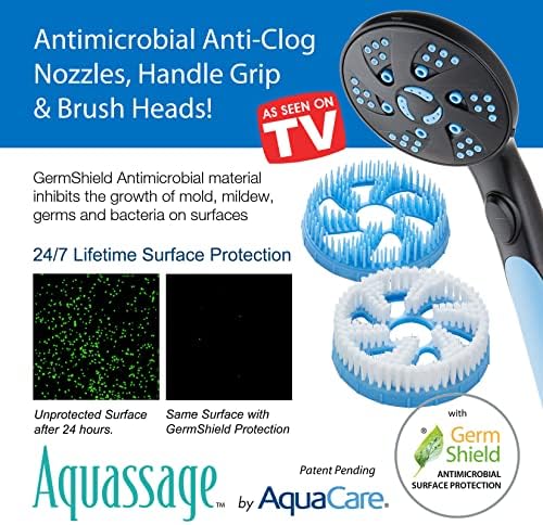 5-em 1 Aquassagem por Aquacare-Cabeça de chuveiro de 76 modos de alta pressão, combinação, chuveiro de mão, escova corporal e