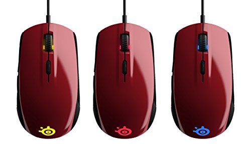 Steelseies rival 100, mouse de jogos ópticos, iluminação RGB, 6 botões, - Red forjado
