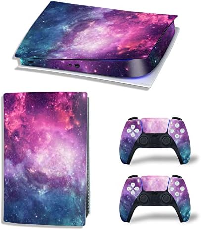 Decalque de adesivo de pele Skown para PS5 Console e Controladores de Edição Digital Galaxy Purple