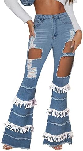 Calça calça jeans soltos jeans jeans elásticos jeans de tamanho com bolsos Huas de botão alto calça jeans femininas