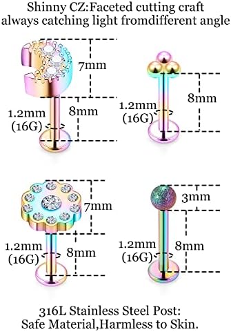 Pnsgisr Cartilagem Brincho de jóias Tragus piercing jóias hélices piercing jóias conchas de jóias de jóias anéis de lábios Medusa piercing