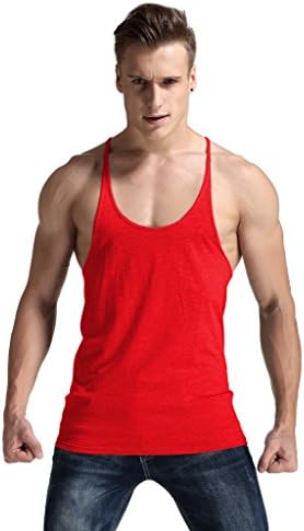 Yaker Men's Fitness Gym Top Top Singlet Bodybuilding Stringers Streseless Muscle Shirt