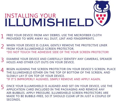 Protetor de tela Illumishield Compatível com Barnes & Noble Nook HD Clear HD Shield Anti-Bubble e Filme Pet Anti-Fingerprint