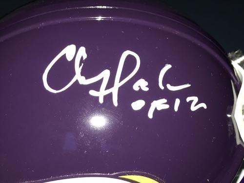 Chris Doleman Minnesota Vikings HOF 2012 Riddell assinou Mini capacete - Mini capacetes autografados da NFL