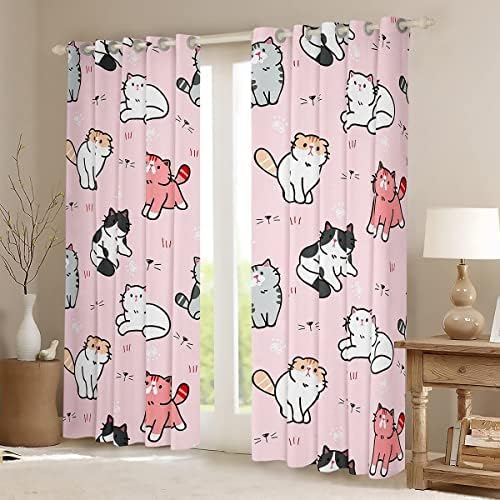 EROSEBRIBRIDAL KAWAII CORTINAS E CATAGEM DE CATO PARA MENINAS CORTINAS DE ALIMENTOS DE ALIMENTOS RAUS CURTANÇAS DE PET BLACKOUT