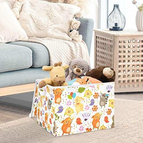 INNEWGOGO Happy Hedgehog Rabbit Fox Raccoon Storage Bins com tampas para organizar caixas de armazenamento à prova