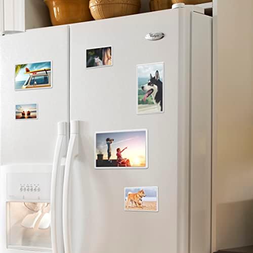 Magnetic Pocket Pocket Picture Frames Refrigerator 12 pacote, segura fotos de 4x6 polegadas, moldura magnética branca