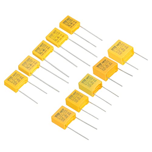 Capacitores de segurança de Patikil, 1 conjunto/50 PCs 0,001/0,01/0,022/0,047/0,1/0,22/0,33/0,47/0,68/1UF AC 310V 10 Valores Kit