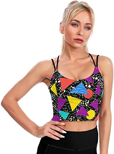 Cyloten Women's Sport Tank Top 80s dos anos 90s de festa Yoga Bra esportivo acolchoado -