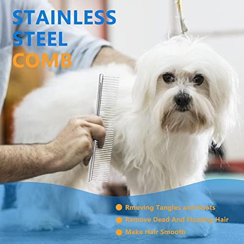 Maxshop Pontes de cão de aço inoxidável para cuidar de cães pequenos, pente de gato de metal para remover pêlo emaranhado,