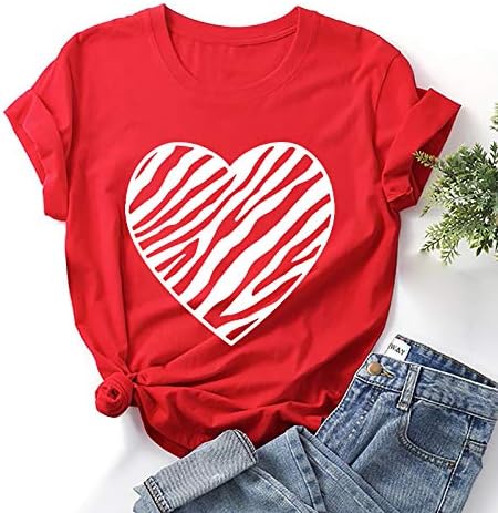Camisas dos namorados para mulheres adoram estampas de coração tampas de verão de t-shirt de manga curta Tops gráficos