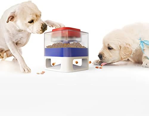 Monotre Dog Puzzle alimentador de brinquedo com botão interativo estimulação mental dispensador de alimentos, melhore o QI de cão alimentação lenta para proteger o intestino, adequado para cães grandes, médios e pequenos
