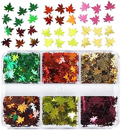 6 grades 3d Maple Leaf unhas Glitter Liginas Fall Nail Art Stickers
