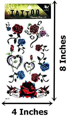 Nipitshop 1 folha linda pássaro rosa flores de coração tatuagem arte de tatuagem flash tatuagem adesivos de tatuagem