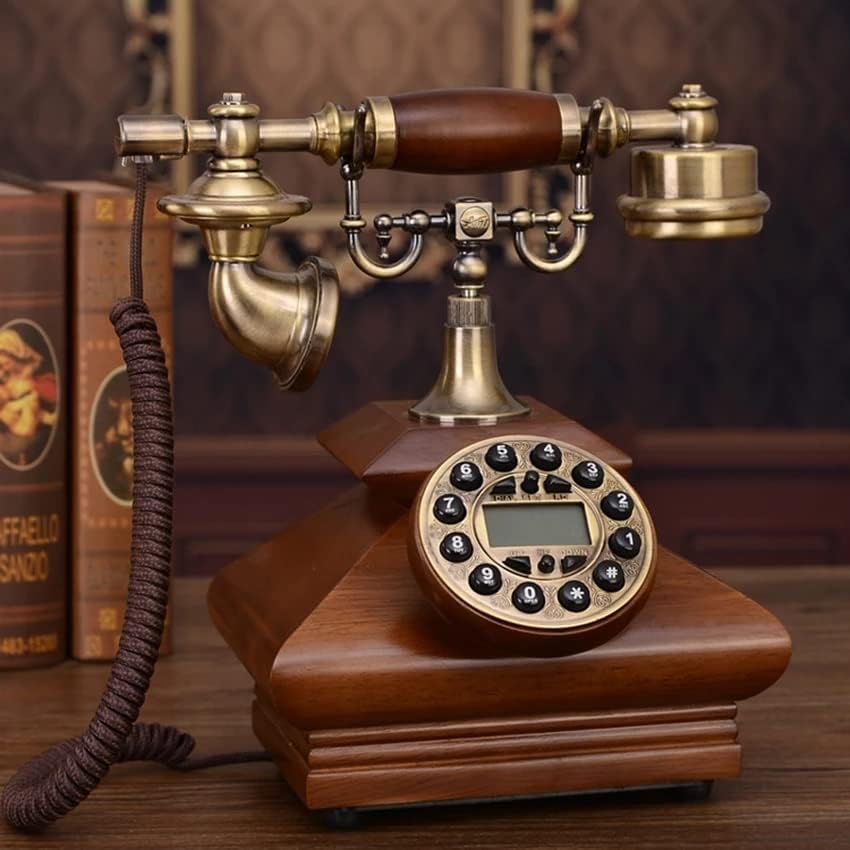 N/A Antique Decoração de Linha Fundamental de Madeira Sólida Antique, Dial Button com ID de Caller, Chamada de Backlit Handsfree