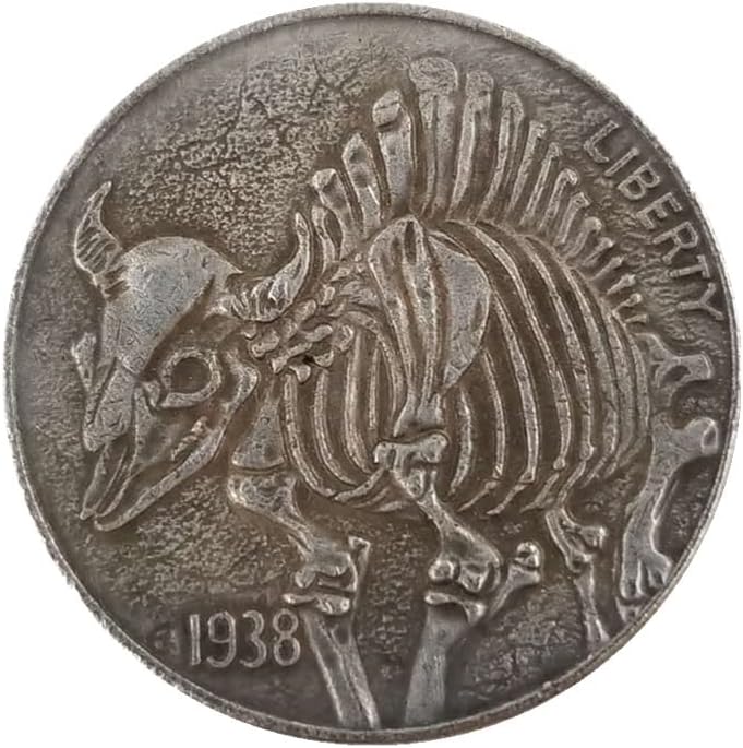 Antigo artesanato vagabundo prateado banhado a moeda búfalo réplica de moeda comemorativa moeda estrangeira moeda #353-1