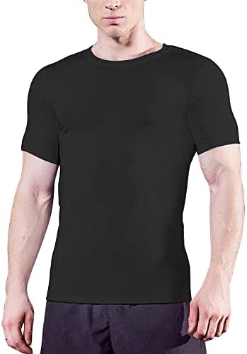 Homycomy Men's Compression BasElayer Manga curta Sports Sports Athletic Workout camisetas camisas musculares de ajuste seco