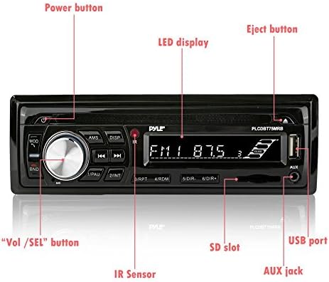 Kit de alto -falante estéreo marinho pyle - console digital LCD no painel Bluetooth e microfone de 6,5 ”alto -falantes à
