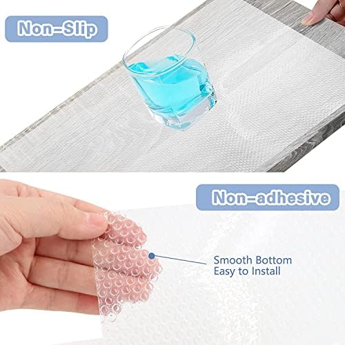 Liner de prateleira de geebobo 12inx20 pés, forros de geladeira, revestimento de prateleira de arame, forros de prateleira para armários de cozinha não adesivos, revestimento de plataforma de plástico transparente se encaixa nas prateleiras de vidro, gavetas, cômodas, despensa