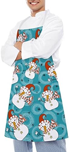 Avental engraçado de cozinha de boneco de neve para homens com bolsos de cozinha de cozinha ajustável Apron
