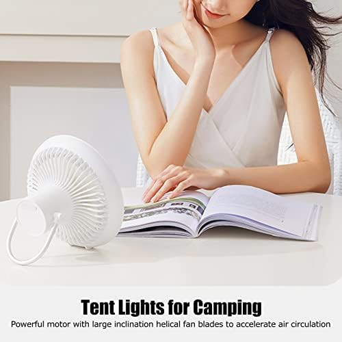 Fã de acampamento portátil, ventilador de luz de acampamento 3 ajuste de vento de 3 níveis USB Charging Luzes de acampamento