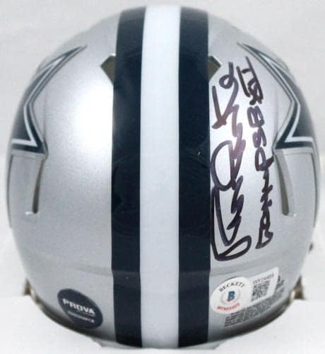 Randy White Autografou Dallas Cowboys Speed ​​Mini Capacete com 2 Insc. -Beckettw Holo - Mini capacetes autografados da NFL
