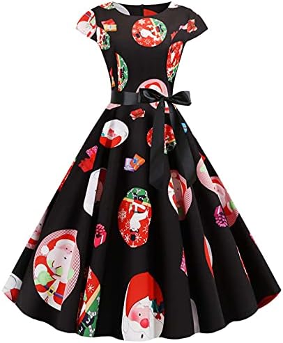 Vestido Retro Vintage da década de 1950 para vestido de Natal de boneco de neve feminino