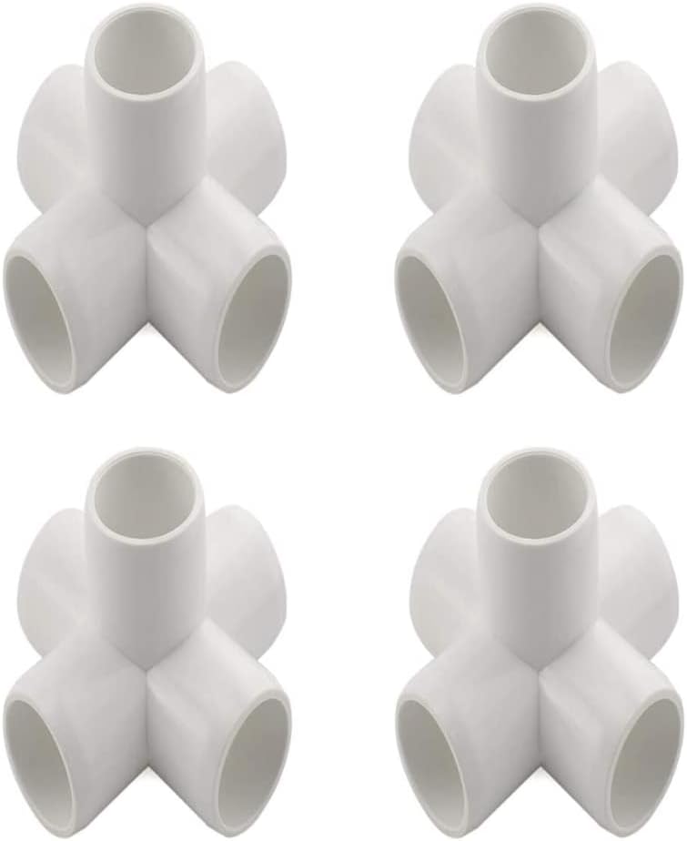 L.S.S. Acessórios de PVC de 5 vias para tubo de PVC de 1 polegada, SCH 40, White - 1 polegada de cotovelo PVC Conectores de tubo de PVC - Construa móveis de serviço pesado com tubo de PVC de 1 polegada