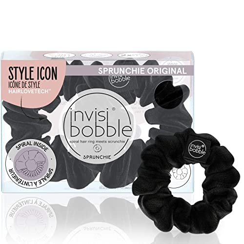 Anel de cabelo em espiral Invisibobble Sprnchie - Black- Black- 2 Pacote - Scrunchie Pulseira elegante, acessórios fortes