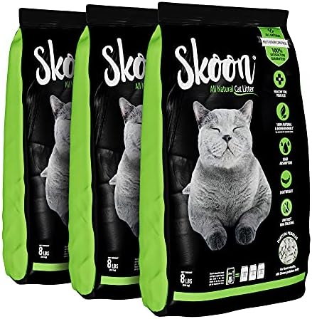 Skoon Litter de gato totalmente natural-leve, não agrupado, de baixa manutenção, ecológico-absorve, trava e sela líquidos