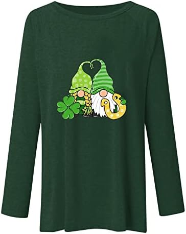 Womens Fall Tops de St. Patrick's Day de manga longa Bloups Holida