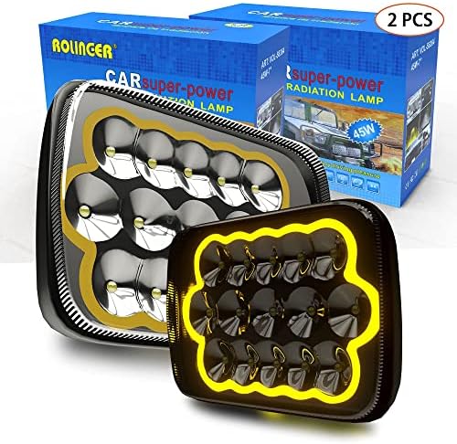 Rolinger 2pcs LED FARÇONS H6054 LED FARÇONS 7X6 5X7 AUTO HI/feixe de baixo selado com lâmpada de cabeça de carro amarelo