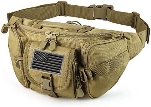 Frtkk Tactical Fanny Pack Military Bag Pack com a bandeira dos EUA Patch utility Hip