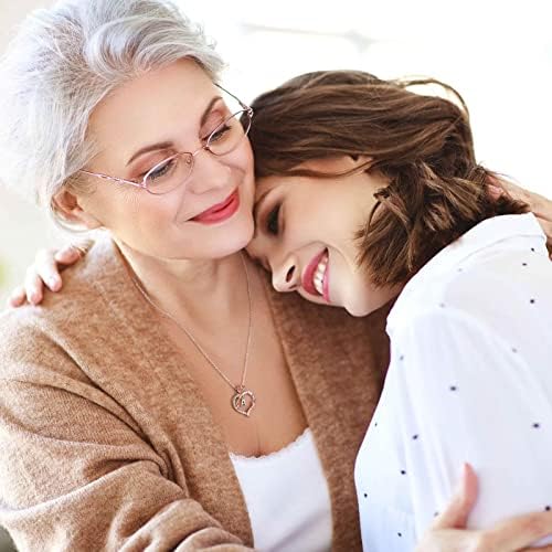 Presentes do dia das mães - Rose Flower Heart Colar Inicial Presentes para Mulheres Meninas, Mãe Presente Cara Pingente