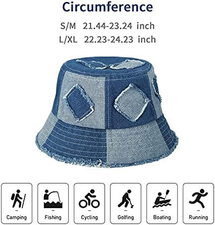 Chapéu de caçamba de jeans de Guangus para mulheres lavadas para o verão da praia de praia de praia chapéu de balde