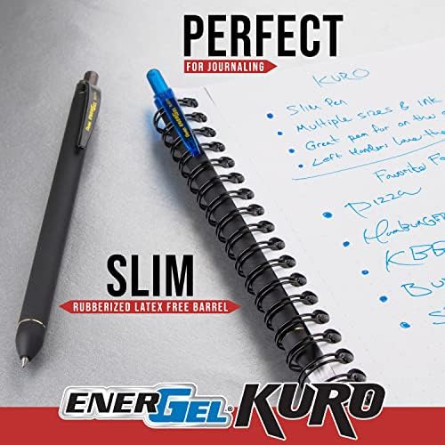 Caneta em gel líquido Kuro Energel, linha média, tinta preta, 8 pacote