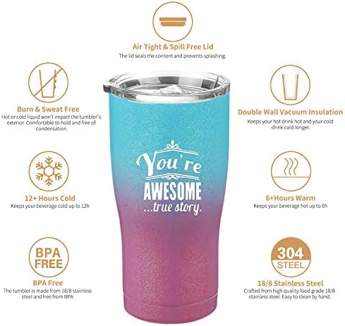 Você é incrível, True Story Tumbler - obrigado presentes para mulheres e homens - chefe senhora, apreciação dos funcionários, amizade, despedida, ir embora, colega de trabalho, escritório, presentes de incentivo