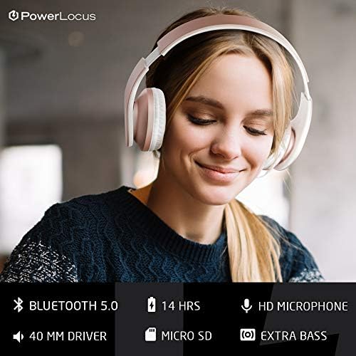 PowerLocus Rose Gold Bluetooth fones de ouvido com fones de ouvido Bluetooth preto/verde