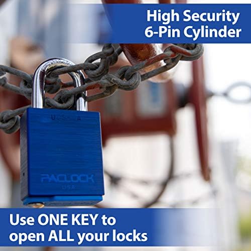 Padlock UCS-2A de Paclock, compra compatível com American Act, alumínio anodizado azul, cilindro de 6 pinos de alta segurança, com