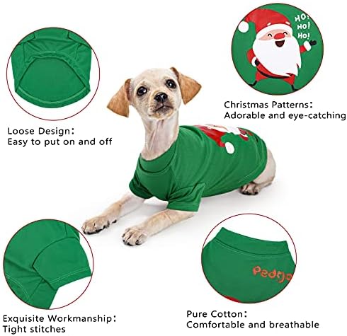 Pedgot 3 pacote camisa de Natal Papai Noel, boneco de neve, elfo pet natal roupas roupas impressas de cachorro de cachorro