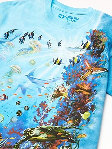 Camiseta líquida de recife tropical de homens azuis líquidos