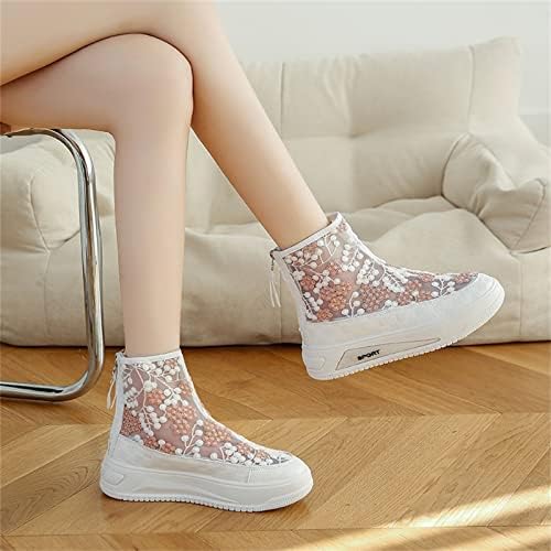 Botas curtas para mulheres Moda de verão e outono Boots Flower Lace Mesh respirável Botas de lazer confortáveis ​​Saltos