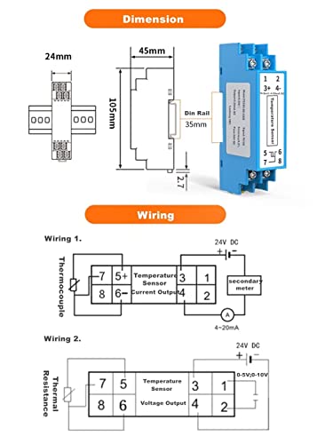 Transformador do transdutor de sensor de temperatura PT 100 Saída 4-20mA DC DC 0-250 ℃ Centígrados de grau