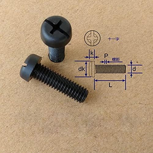 50pcs para phillips/slot nylon parafusos de parafuso redondo parafuso de cabeça plástico preto/branco m4)