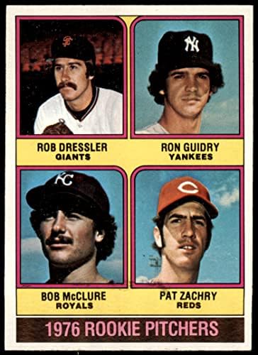 1976 TOPPS 599 PARREIROS ROOKIE RON GUIDRY/ROB DEDRESSO/BOB MCCLURE/PAT ZACHRY KANSAS CITY GIANTS/YANKEES/ROYALS/Reds NM+