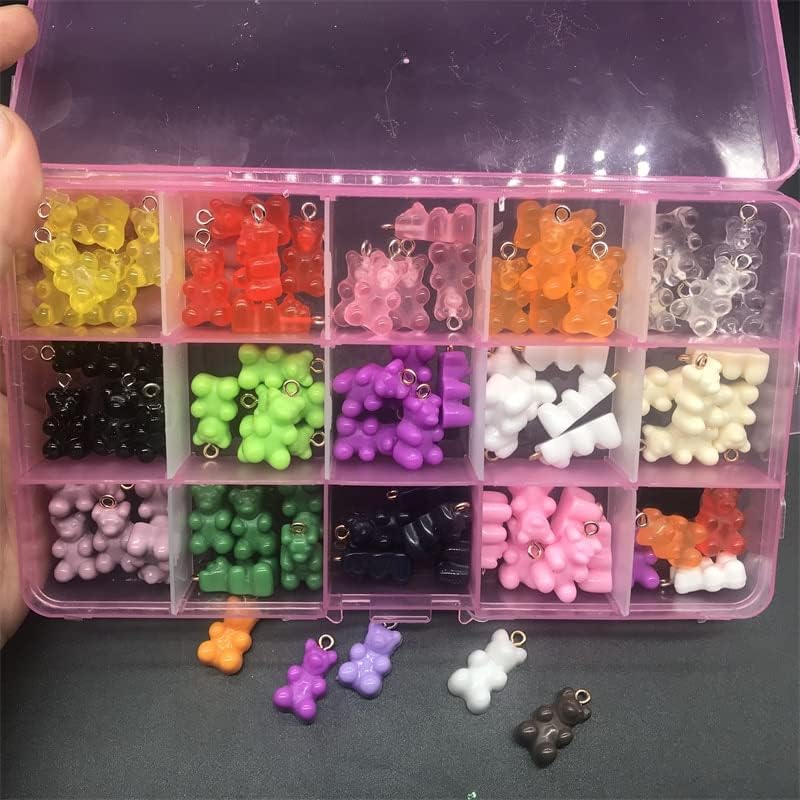 75pcs/60pcs/120pcs Candy Gummy Bear Nail Art Decor 3D Acessórios de arte de unhas fofas para manicure DIY Design Jelly Bear Charms -