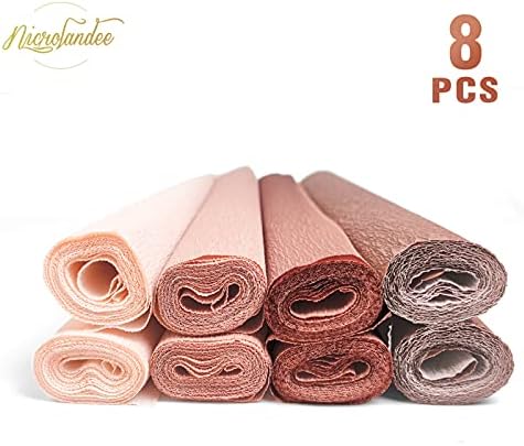 Nicrolandee 8 Rolls Rosos de papel de crepe premium de ouro rosa para papel de embrulho DIY Artesanato de papel de casamento Flor,